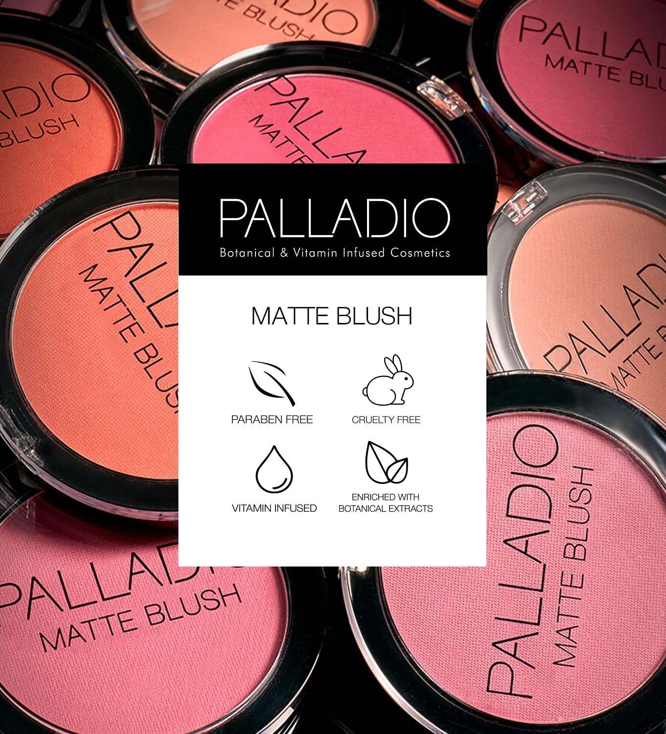 Palladio Beauty, MATTE BLUSH 6 g 0.21 oz, Peach Ice